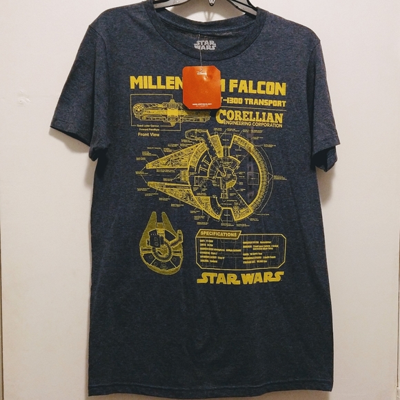 Disney NWT Star Wars Size M Millennium Falcon Schematics YT - 1300 Transplant T- - Picture 5 of 5